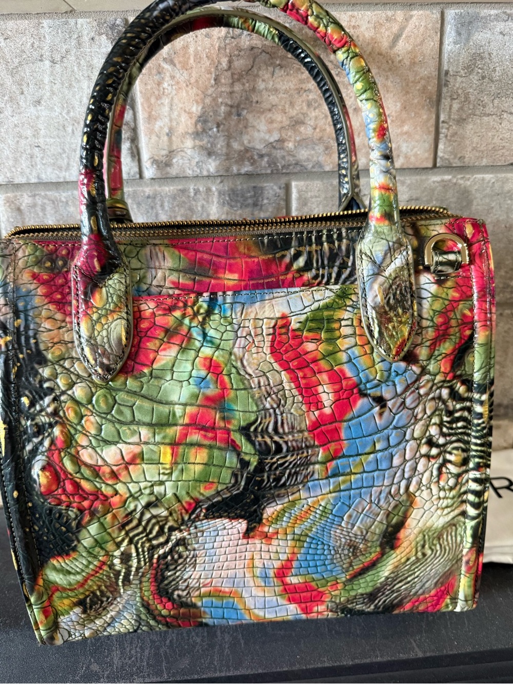 Brahmin Multicolor Croc-Embossed Satchel - Whimsical Melbourne - Picture 2 of 4